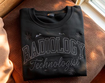 Embroidered Radiology Tech Halloween Sweatshirt, Spooky X-Ray Shirt