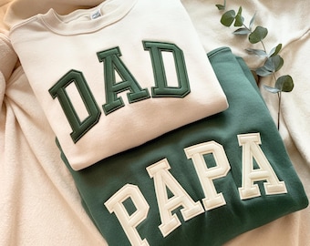 Papa Embroidered Sweatshirt, Father's Day Gift, Custom Kid Name On Sleeve