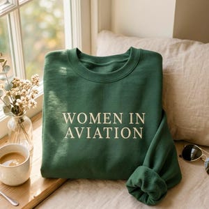 Embroidered Women in Aviation Sweatshirt, Aviatrix Apparel, Pilot Gift