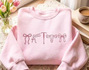 Embroidered Girly Coquette OBGYN Icons Sweatshirt, Appreciation Gift for Obstetrician Gynecologist Graduation