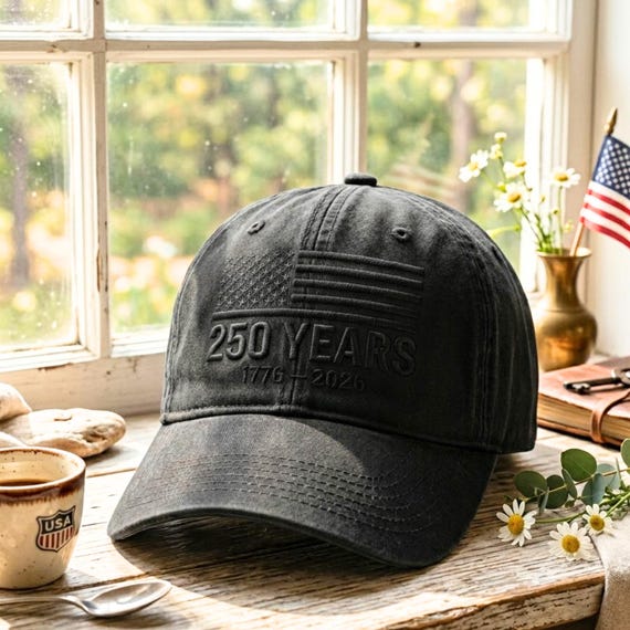 250 Years America Embroidered Cap, USA Flag Dad Hat, Patriotic 1776-2026