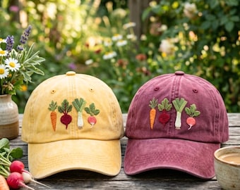Gorra de béisbol bordada con diseño de huerto: Gorra de sarga de algodón lavado