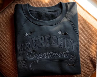 Halloween ER Nurse Embroidered Sweatshirt, Emergency Department Nursing Tee