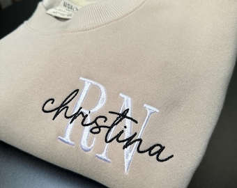 EMBROIDERED NURSE Athletic Block Gemma Sweatshirt Hoodie | Nurse Pullover Sweatshirt | Gift for Grad | New Nurse Gift | Nursing School Shirt