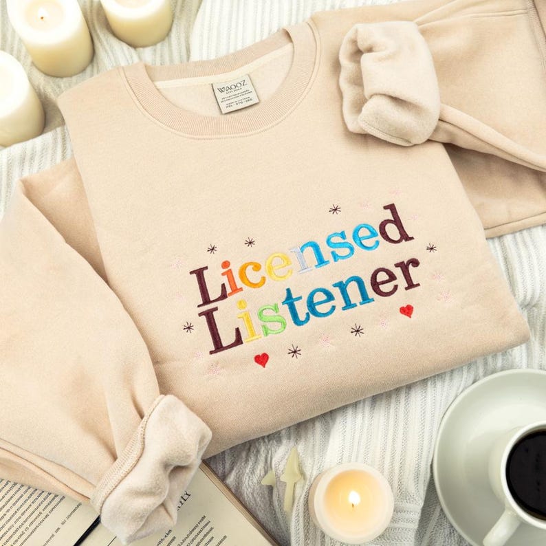 Embroidered Licensed Listener Sweatshirt, Mental Health Counselor Gift image 3