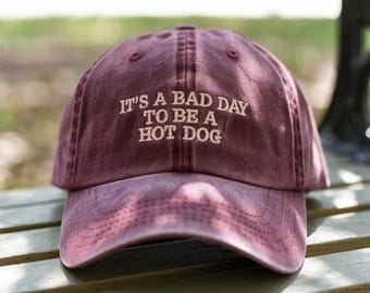Gorra de béisbol bordada, es un mal día para ser un perrito caliente, gorra lavada