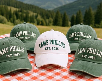 Custom Embroidered Camp Hat, Bachelorette Hiking Trip, Vintage Baseball Cap