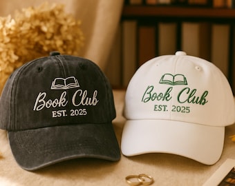 Embroidered Book Club Hat, Bookworm Gift