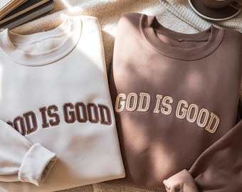 Embroidered 'God is Good' Sweatshirt | Christian Crewneck