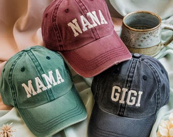 Personalized Embroidered Mama Nana Baseball Cap, Custom Family Gift