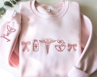 Embroidered Pharmacy Icon Sweatshirt, Pharmacist Gift