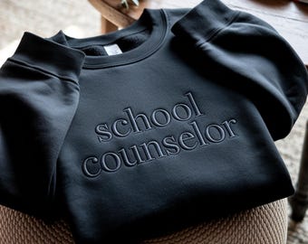 School Counselor Embroidered Crewneck Sweatshirt: Graduation Gift
