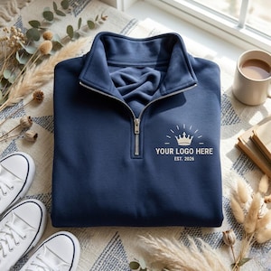 Custom Logo Quarter Zip Sweatshirt, Embroidered Business Pullover, Team Uniform Sweater