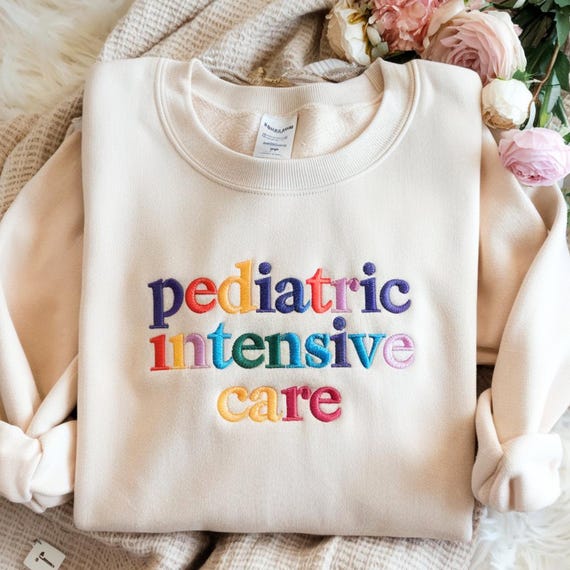 Pediatric Nurse Embroidered Sweatshirt, NICU PICU Nurse Crewneck
