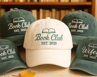 Embroidered Book Club Hat, Bookworm Gift