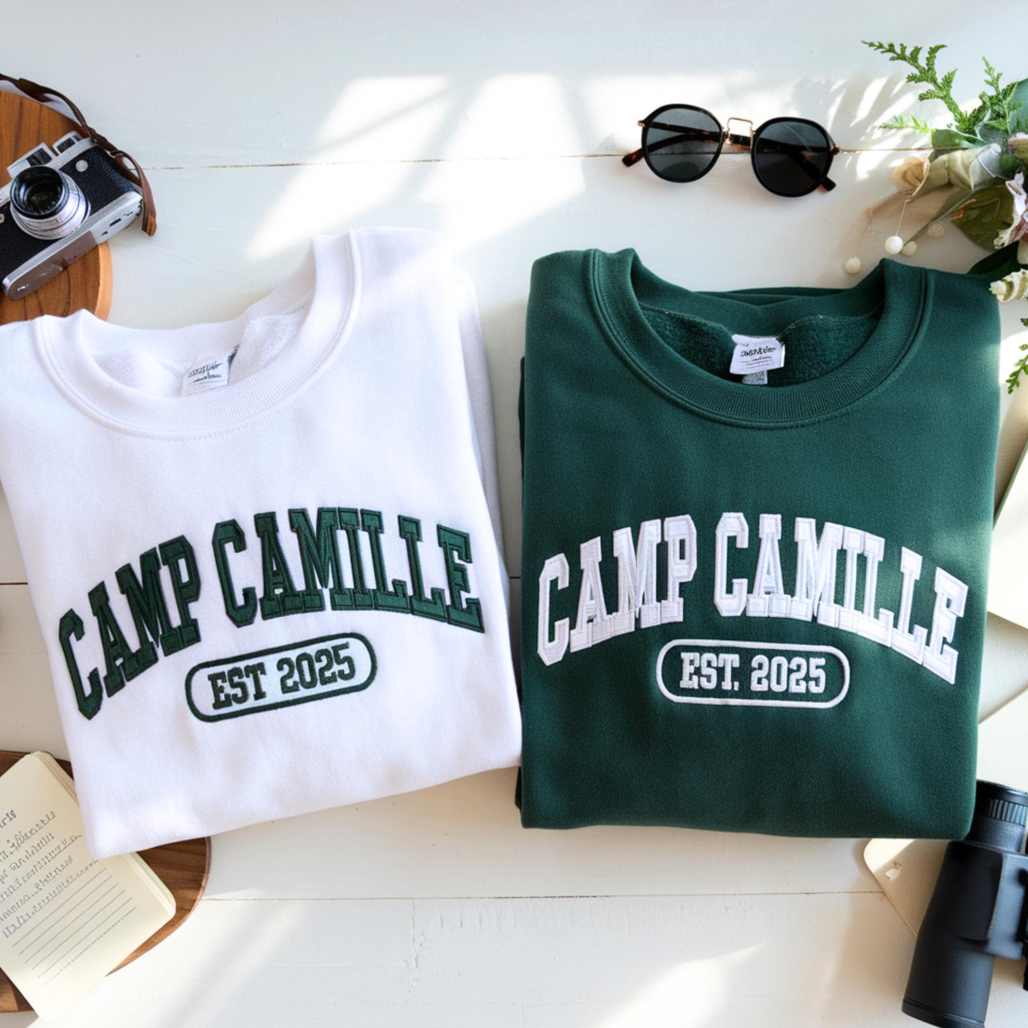 Custom Embroidered Camp Bachelorette Party SweatShirt, Mountain Bride Tee Camp Camping Tees Camp Themed Lake Bachelorette Shirts Camping Tee