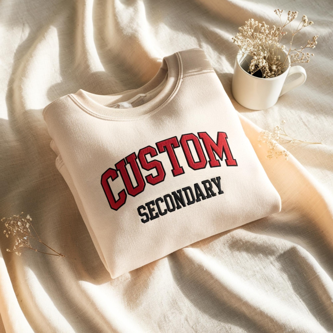 Custom Embroidered Varsity Crewneck, Personalized College Sweatshirt - Etsy