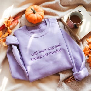 Embroidered 'Will Burn Sage' Sweatshirt, Trendy Witchy Shirt