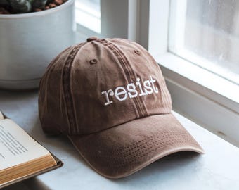 Resist Embroidered Washed Cap, Political Protest Hat