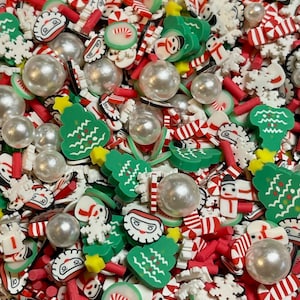 Christmas Polymer Clay Slices Mix 5mm – Santa, Snowman, Candy Cane, Holiday Nail Art, Resin, Slime, Craft Supplies