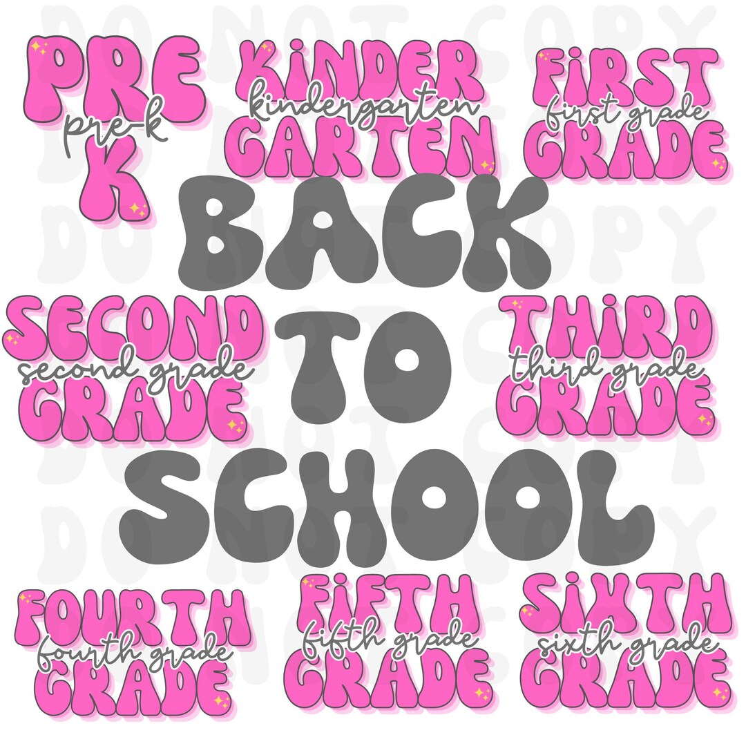 School Grades Retro Png Pre K First Second Third Fourth Fifth Grade - Etsy