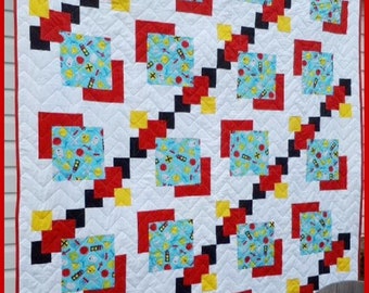 Square Dance PDF Quilt Pattern, 3 sizes included, Easy, Modern, Fun - Instant Download