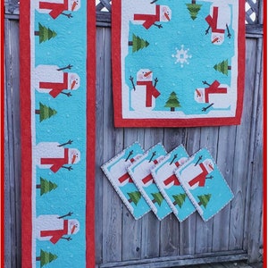 Whimsical Winter Table Pattern PDF,  place mats, table runner & table topper  Instant Download
