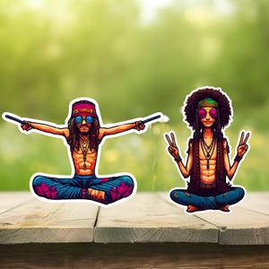 Hippie Vinyl Stickers: Boho Decals - Retro Flower Power, Peace Sign