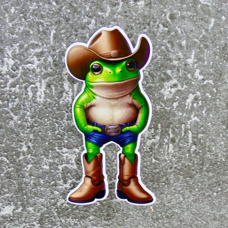 Cowboy Frog Sticker Sheriff Frogman Sticker: Green Cowboy Boot Frog - Etsy