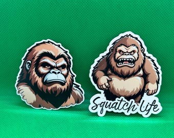 Bigfoot Stickers: "Squatch Life" Laminated Decals - Set of 2