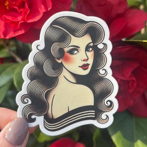 Adesivo per laptop in vinile impermeabile con tatuaggio tradizionale donna