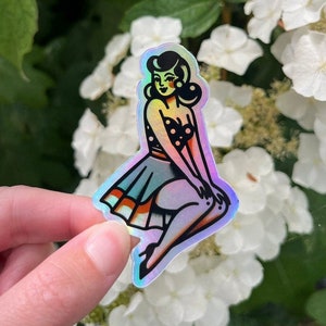 1950s Lady | holographic laptop sticker