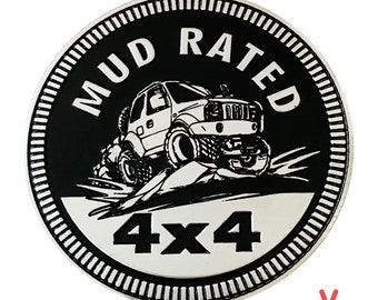 4x4wavers Offroad 4X4 Rated Aluminum Badge Decal, 4X4 3D Emblem - Mud Rated Style Design