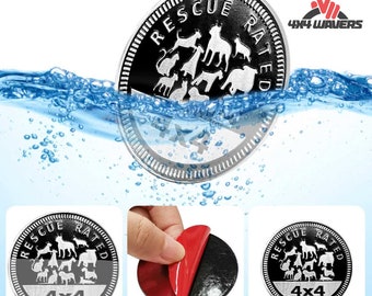 4x4wavers Offroad 4X4 Rated Aluminum Badge Decal, 4X4 3D Emblem - Rescue Rated Style Design