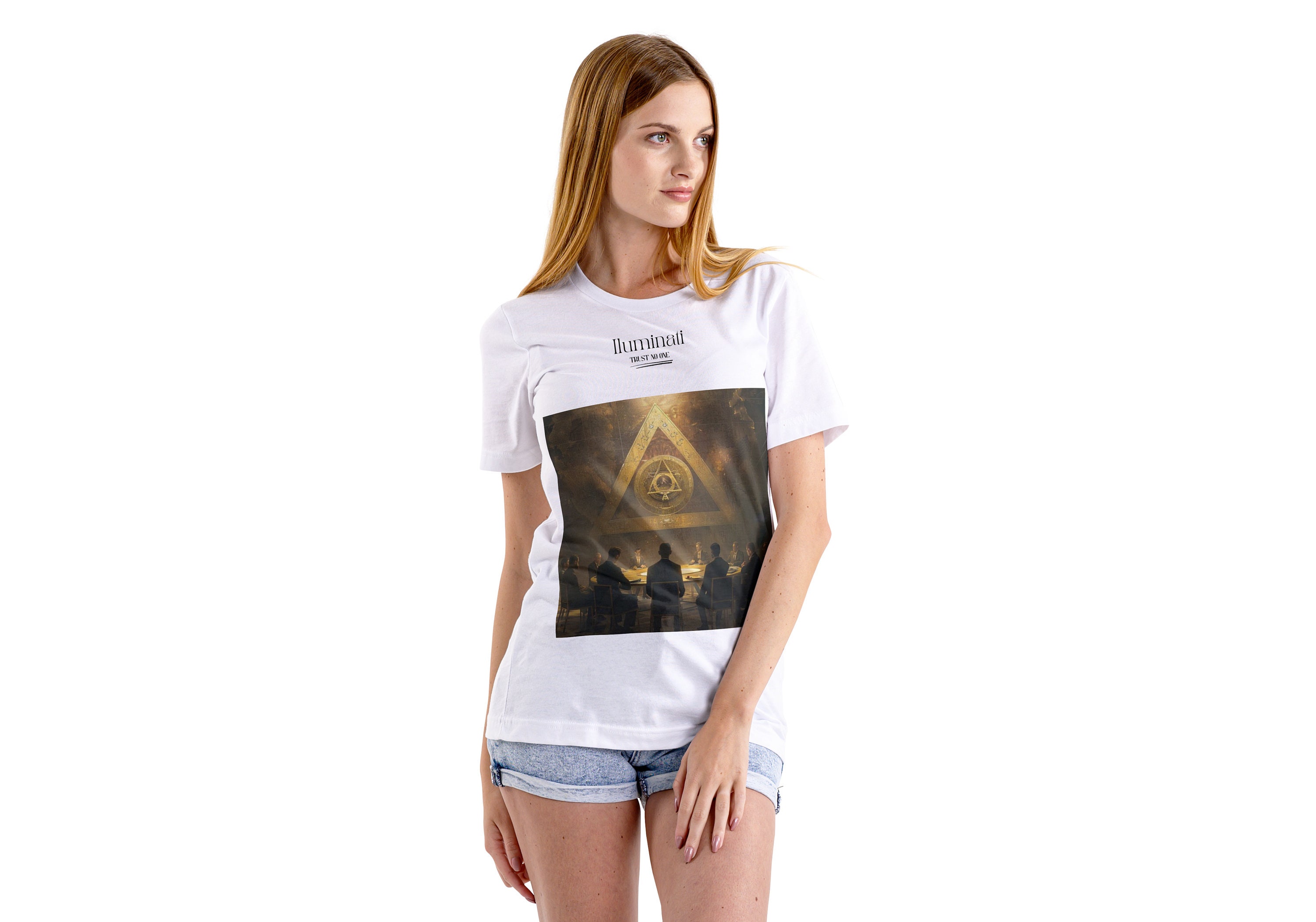 プロビデンスの目フリーメイソンTシャツTRUST NO ONE陰謀論twice show 