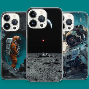Astronaut Space Moon Phone Case Lunar Surreal Sci-Fi for iPhone 16 Pro Max, 15 Plus, 14 Pro, 13, 12, 11, Samsung S25 Ultra, S24, Pixel 9 Pro