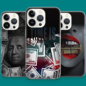 Premium Money Art Phone Case Wealth Money Quote Dollar Print Phone Cover for iPhone 16 15 14 13 12 11, Samsung S25 S24 S23 S22, Pixel 7 8 9