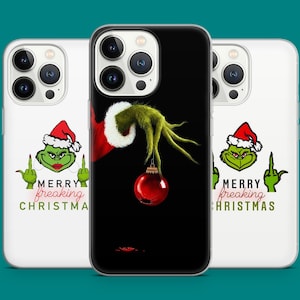 Grinch Santa Phone Case Merry Christmas Phone Cover fit for iPhone 16 Pro Max, 15 Plus, 14, 13, 12, 11, Samsung S24, S23, A54, A53, Pixel 8