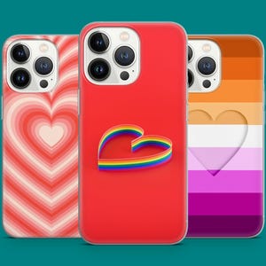 LGBT Love Phone Case Lesbian Heart Gay Phone Cover fit for iPhone 16 Pro Max, 15 Plus, 14, 13, 12, 11, Samsung S24, S23, A54, A53, Pixel