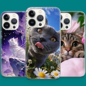 Whimsical Cat Art Phone Case Cute Cat Field Flowers Closeup Phone Cover for iPhone 16 15 14 13 12 11 XR Samsung S25 S24 S23 S22 Pixel 7 8 9