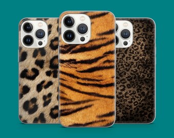 Bold Animal Print Phone Case Tiger Stripes Leopard Fur Pattern Phone Cover for iPhone 16 15 14 13 12 11 XR Samsung S25 S24 S23 S22 Pixel 8 9
