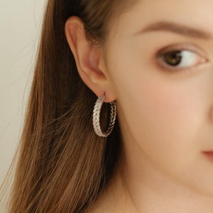 Dainty Leaves Hoop Earrings for Women, Crystal Huggies Hoops, Wedding Jewelry, Bridesmaid Earrings, Gift For Her