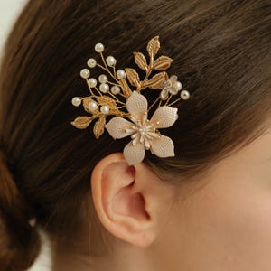 Gold Filigree Marquise Hair Barrette - Women\'s Decorative Hair Clip Marquise Hair Chains, Bridal Hair Accessories, Wedding Hair  main image 2