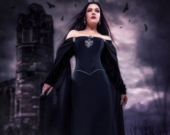 Gothic dress Raven Queen made to measure, fairy tale dress evil queen ravenna, once upon a time dress, gothic wedding dress, gothic ballgown