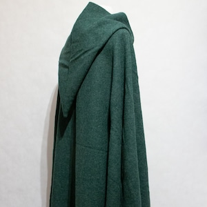 hooded cape dark green costume medieval faire, witch clothing, druid robe, renaissance cloak long with pointed hood, wool ready made onesize