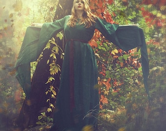 Medieval dress costume for women, fairy dress adult, pagan wedding dress simple, cotton or linen, red, white, black, blue, green, XS-XXXL
