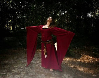 Vestido medieval de sacerdotisa roja, Juego de Tronos, Renfair, cosplay, vestido de novia, vestido de dama de honor, boda celta, hecho a mano