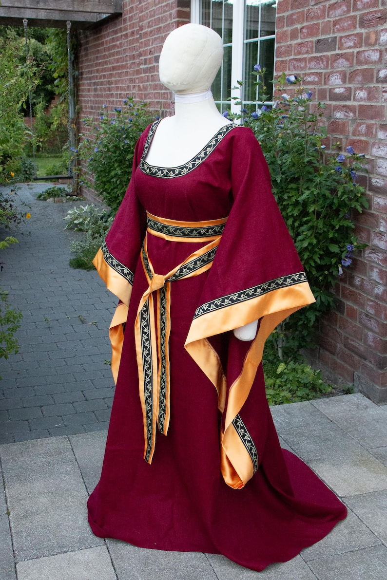 Abito fantasy elfico medievale su misura, abito da sposa a trapezio a maniche lunghe con strascico, costume di Halloween da fiaba, tutte le taglie immagine 7