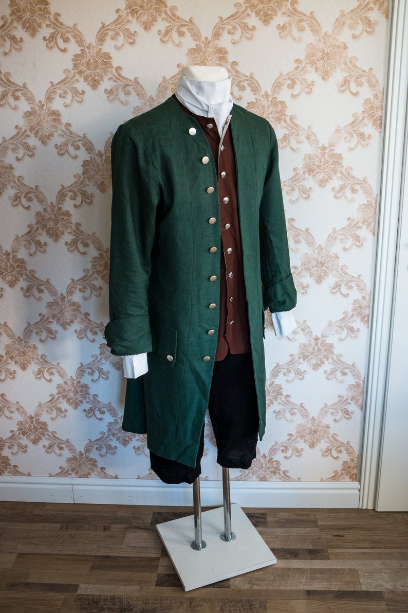 18th century frock coat for noble men, Jamie Fraser Cosplay, Jacobean clothing, habit for men, clothing for reenactment, Outlander costume image 4