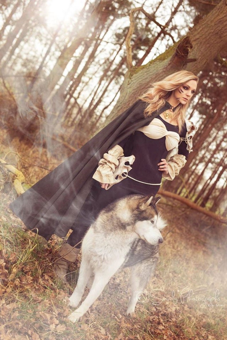 Viking cloak, viking cape with hood, celtic cloak, bridal cape, medieval cloak, wedding cloak, medieval cape, renaissance cloak, cosplay image 2